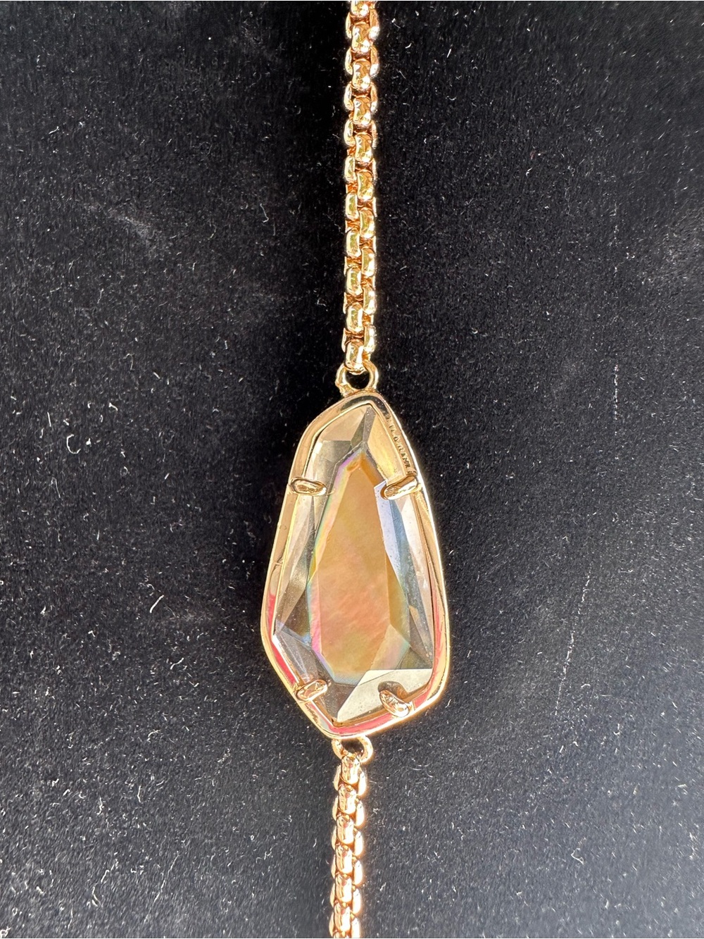 Kendra Scott gold with Iridescent Stones lariat necklace and matching earrings - Picture 6 of 11